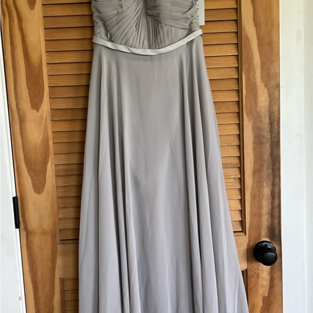 Gray Spaghetti Strap Ruched Gown